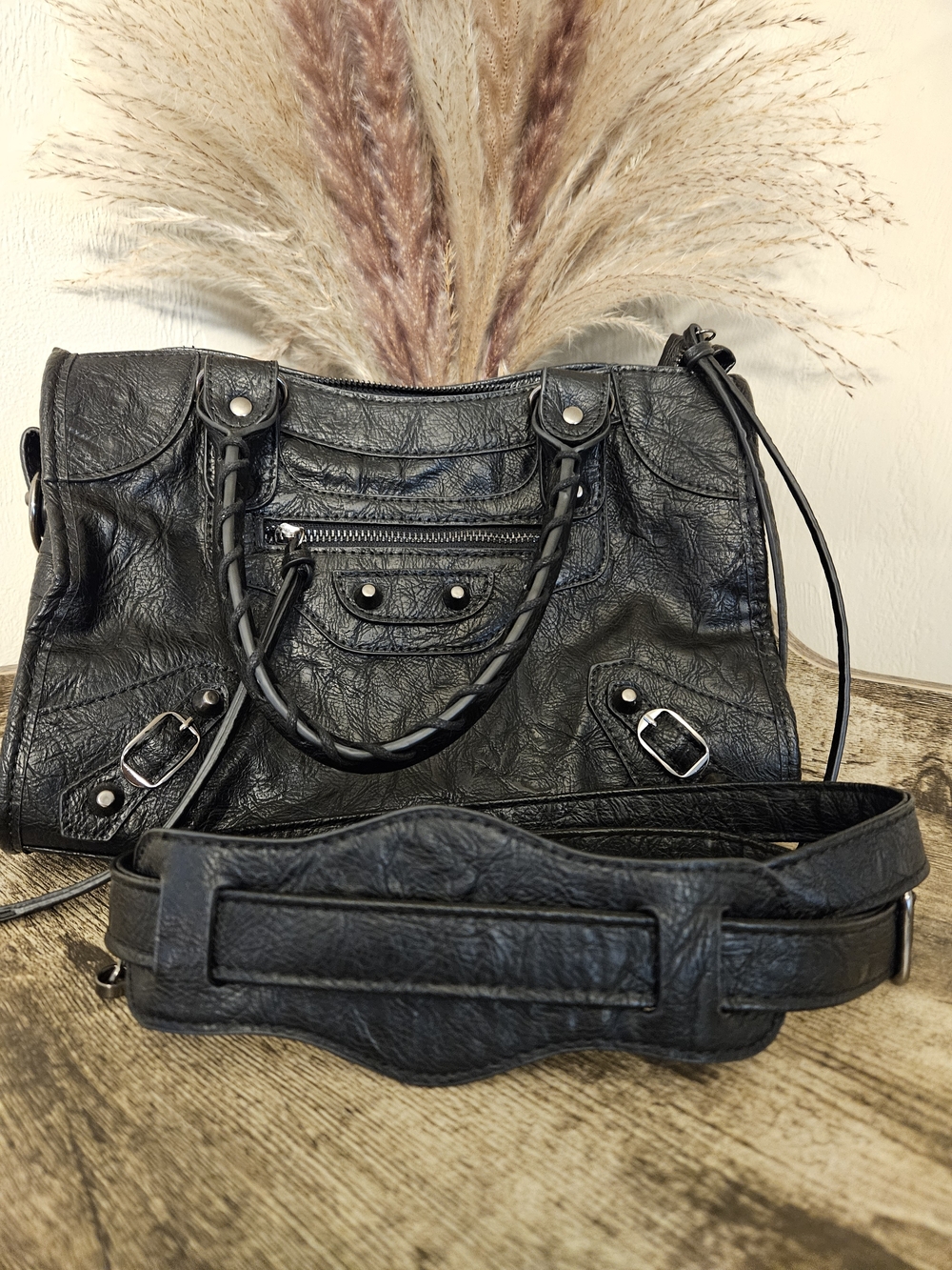 Black Women's Handbag - Moto Style